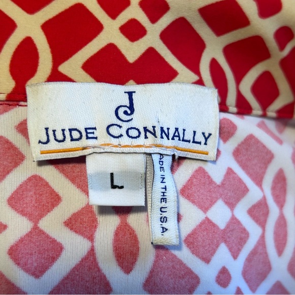 Jude Connally Red & Tan Geometric Shirt Dress | Size Large - Picture 8 of 9